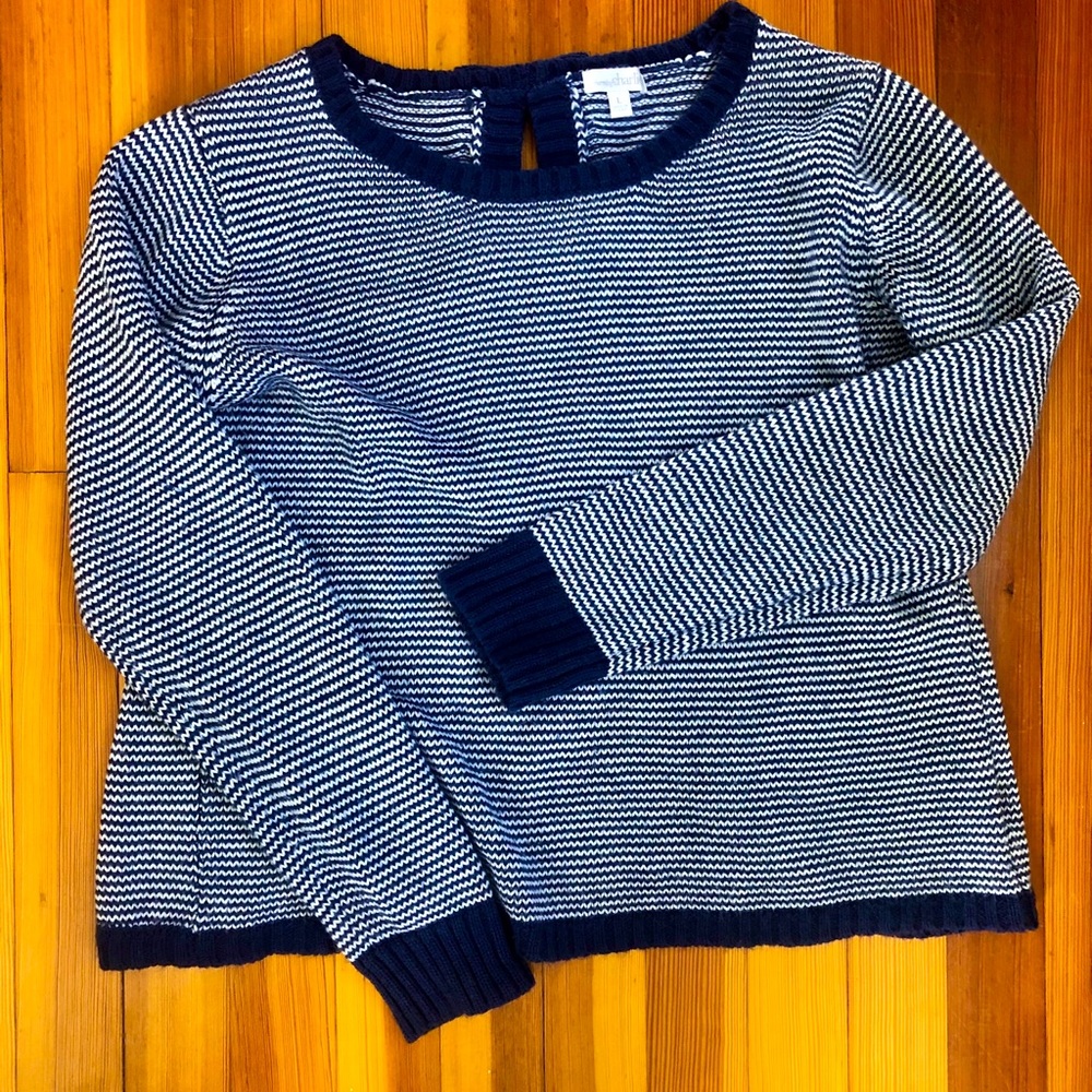 Navy Striped Sweater L